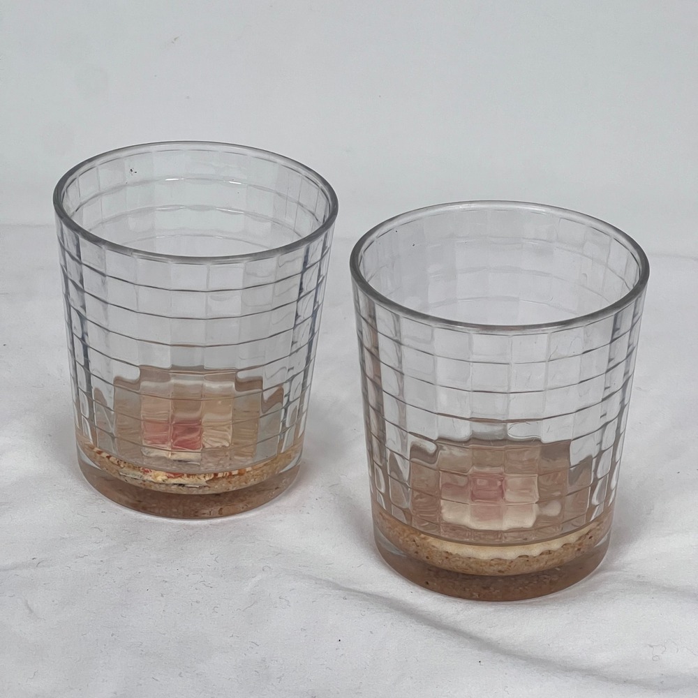 Set‎ of 2 Glass Tumblers Beach Theme Sand Seashell Decorative Drinkware